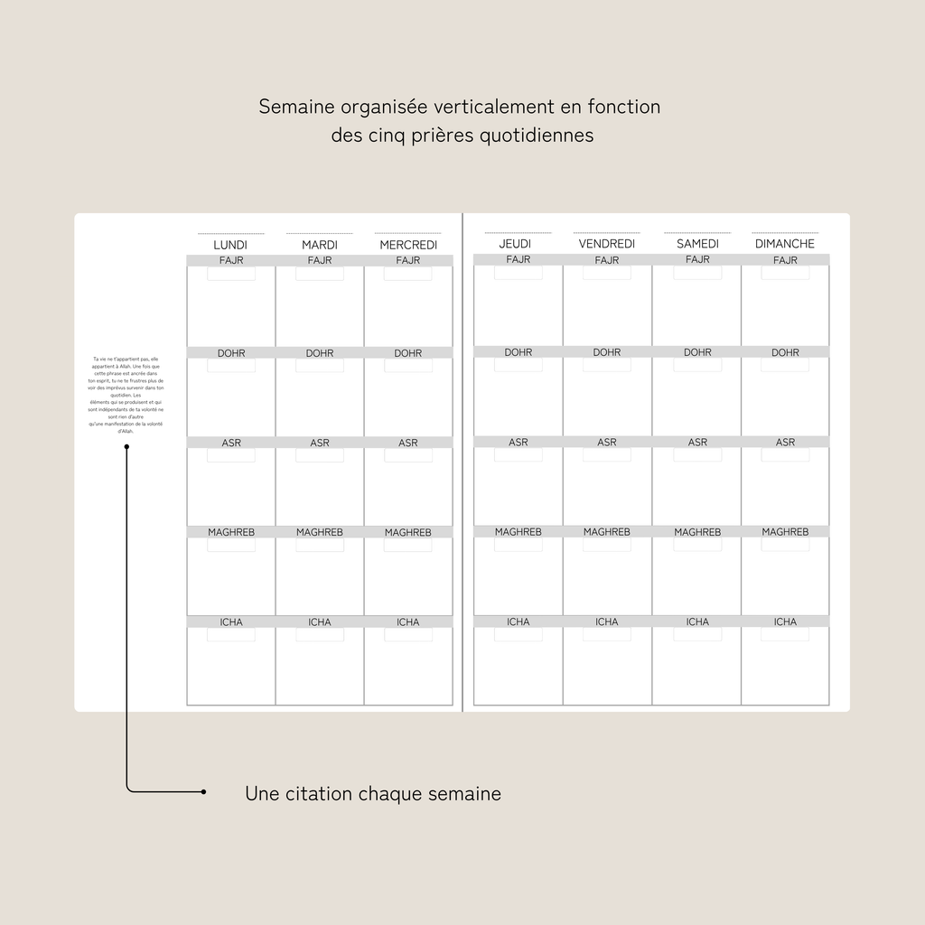 L'agenda "De Fajr à Icha" - Version papier