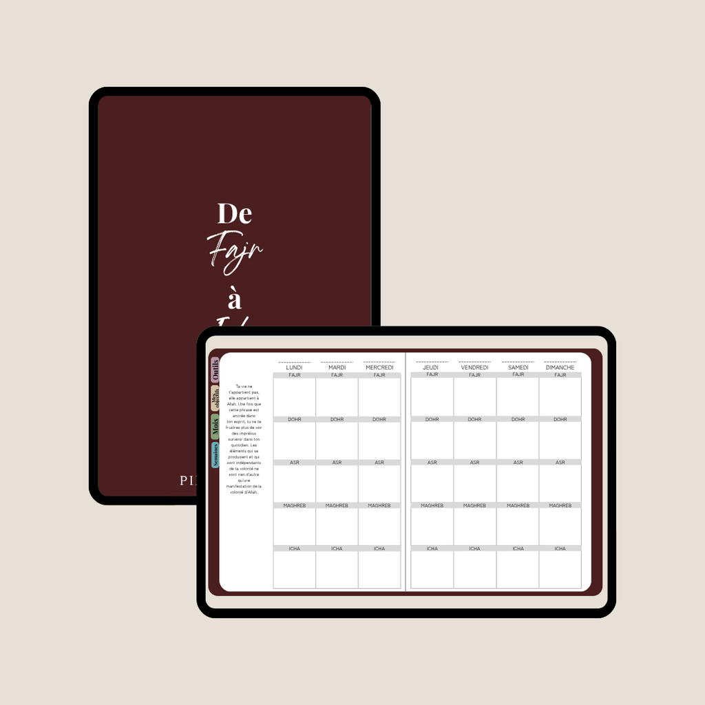 L'agenda "De Fajr à Icha" - Version digitale (PDF pour tablette)