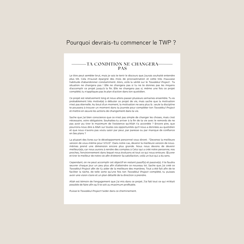 Le Tawakkul Project - Format papier